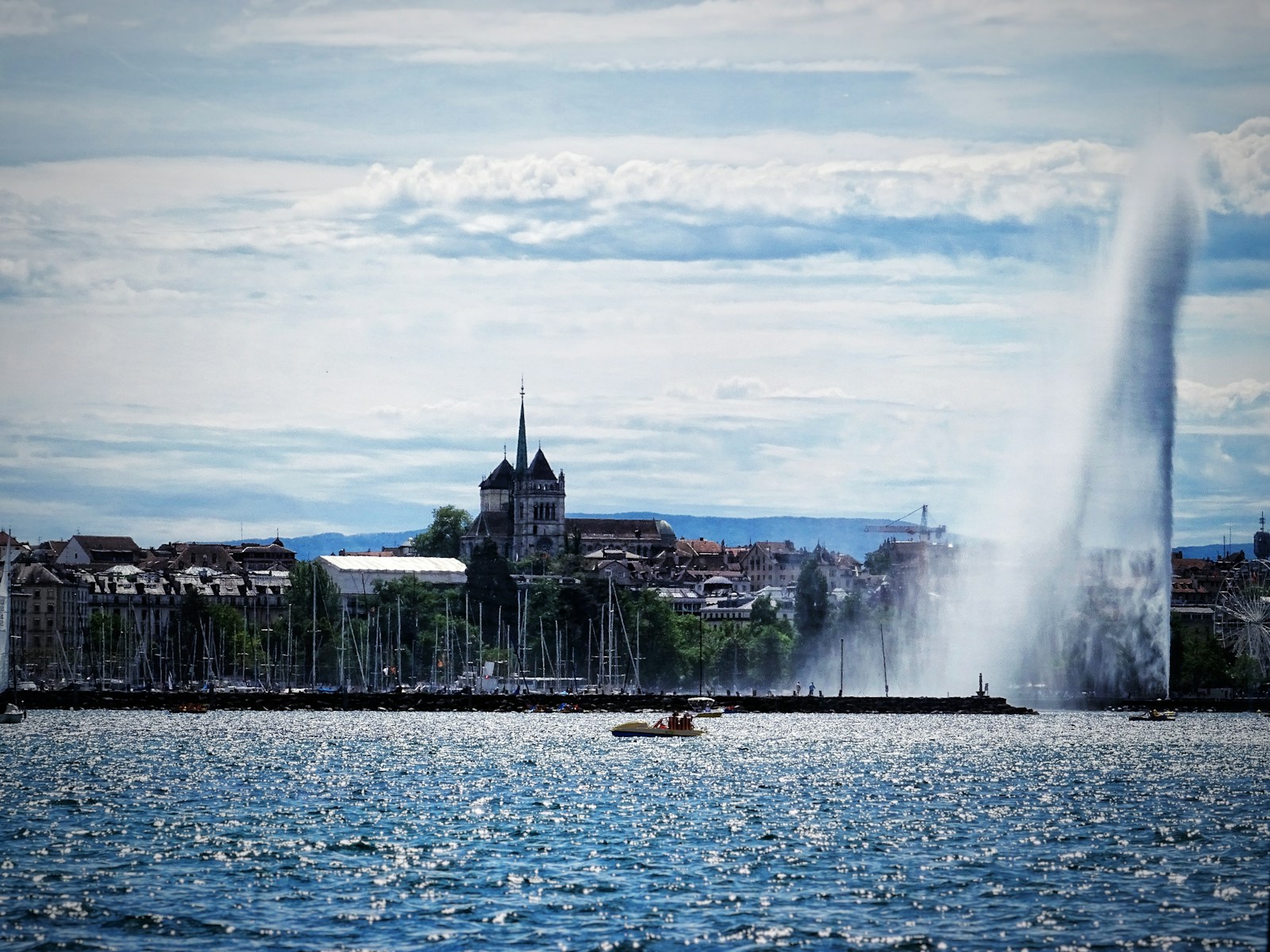 a large body of water near a city